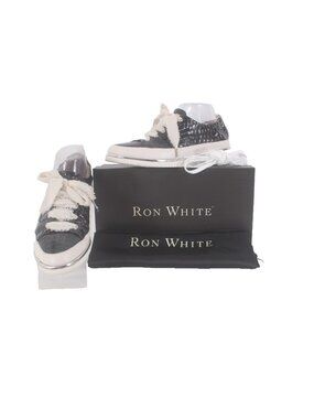 Ron White Sneakers Novella Croco Sz 39 White Green Onyx Embossed Pat 1" Sneakers